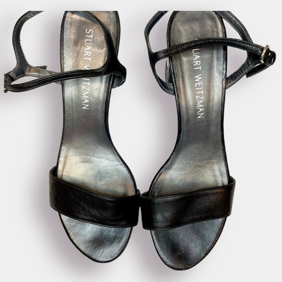 Stuart Weitzman Silver Block Heel with Straps Size 8.5 - Picture 3 of 9